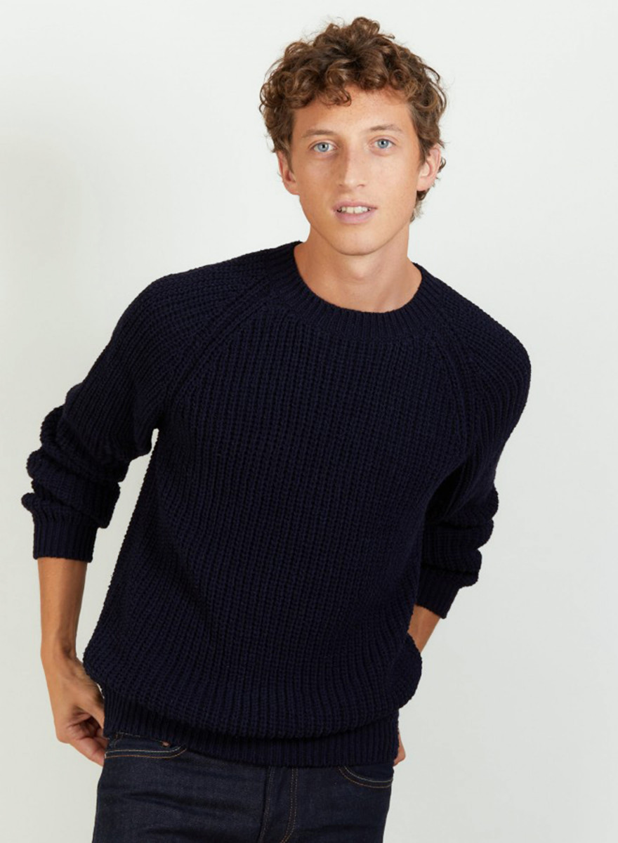 Roll-neck jumper in merino wool - Berry