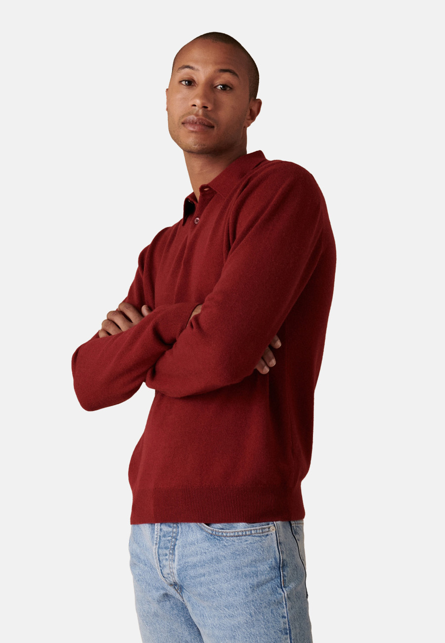 Roll-neck jumper in merino wool - Berry